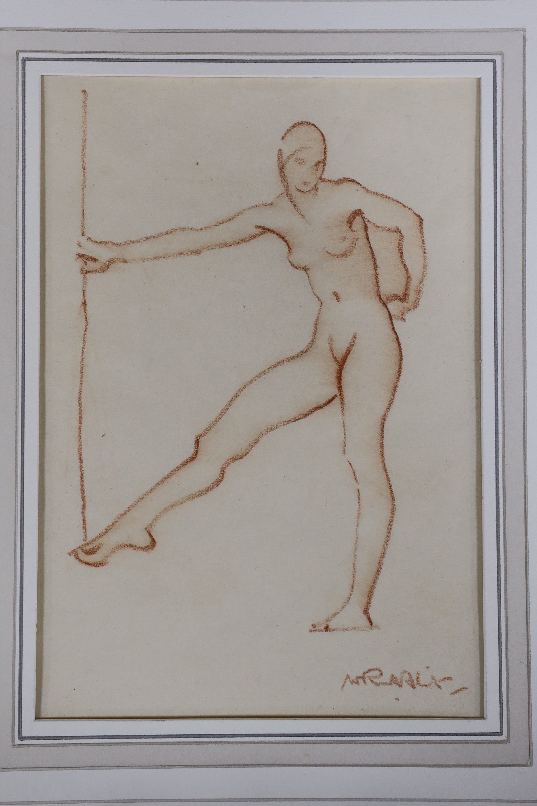 Sir William Russell Flint RA PRWS (British, 1880-1969), folio of five charcoal and sepia chalk drawings, Nude studies, signed, one dated 1939, largest 16 x 18cm, unframed